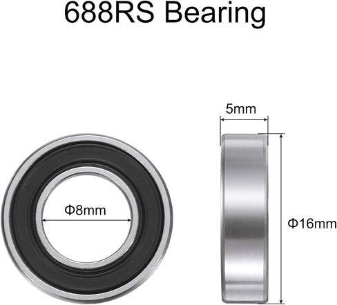 uxcell 10pcs 688-2RS Bearing 8x16x5mm, Chrome Steel Double Rubber Seals Miniature Bearing, Lubricated Deep Groove Ball Bearings, P6 (ABEC 3) in Saudi Arabia