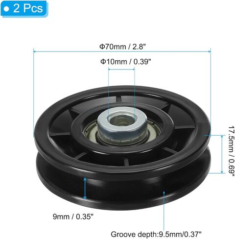 PATIKIL Universal Bearing Pulley Wheel 70mm/2.8", 2 Pack Nylon Bearing Pulley Wheel Lifting Bearing Wheel Replace for Gym Equipment Part Cable Machine in Saudi Arabia