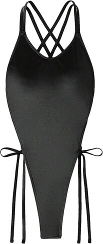 MakeMeChic Women's One Piece Swimsuit Criss Cross Backless Knot Side High Cut Bathing Suit in Saudi Arabia