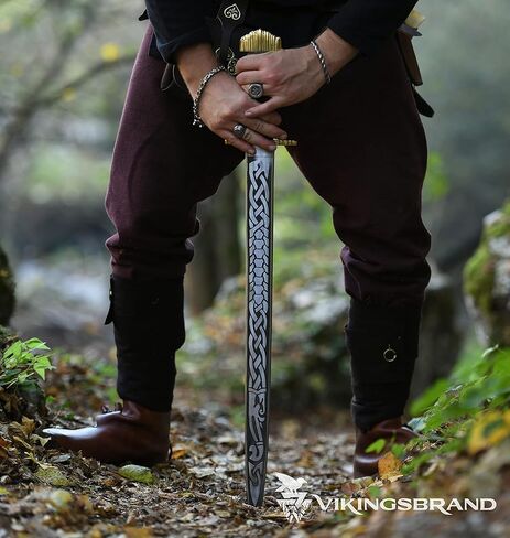 سيف فايكينج براند مع غمد من الجلد الطبيعي - مصنوع يدويًا من الفولاذ 5160 - سيف أصلي من العصور الوسطى in Kuwait