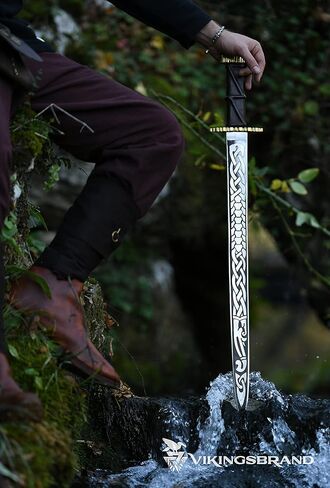 سيف فايكينج براند مع غمد من الجلد الطبيعي - مصنوع يدويًا من الفولاذ 5160 - سيف أصلي من العصور الوسطى in Kuwait