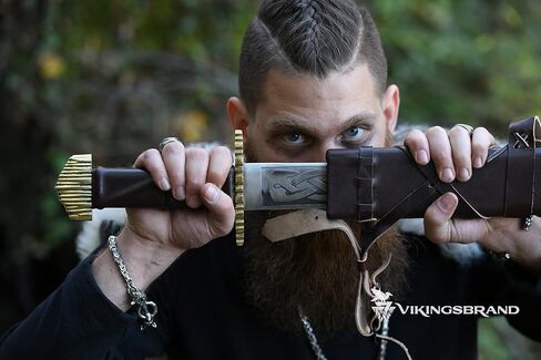 سيف فايكينج براند مع غمد من الجلد الطبيعي - مصنوع يدويًا من الفولاذ 5160 - سيف أصلي من العصور الوسطى in Kuwait