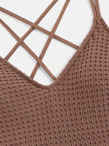 MakeMeChic Women's One Piece Swimsuit Criss Cross Backless Knot Side High Cut Bathing Suit in Saudi Arabia