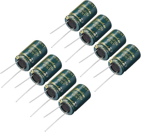 uxcell Aluminum Radial Electrolytic Capacitor Low ESR Green with 2200UF 35V 105 Celsius Life 3000H 16 x 26 mm High Ripple Current,Low Impedance 8pcs in Saudi Arabia