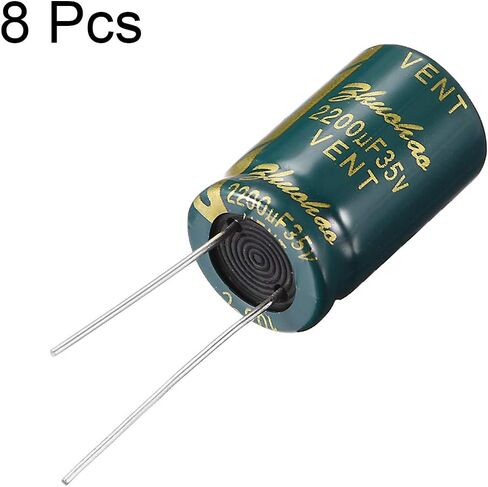 uxcell Aluminum Radial Electrolytic Capacitor Low ESR Green with 2200UF 35V 105 Celsius Life 3000H 16 x 26 mm High Ripple Current,Low Impedance 8pcs in Saudi Arabia