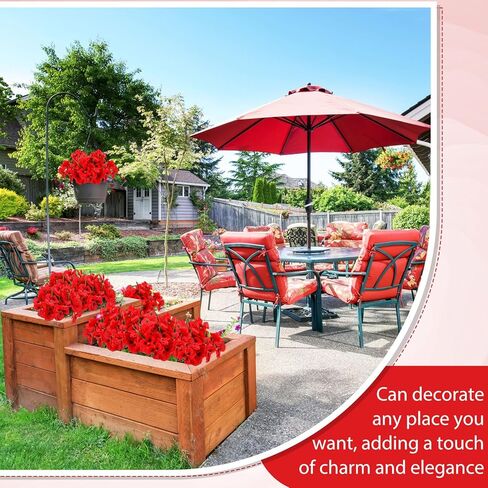 XunYee 12 Bundles Artificial Pansies for Outdoors Faux Silk Outdoor Flowers UV Resistant Outdoor Fake Pansies for Planter Pot Floral Home Decor Indoor Garden Porch Patio (Red) in Saudi Arabia