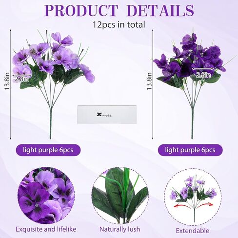 XunYee 12 Bundles Artificial Pansies for Outdoors Faux Silk Outdoor Flowers UV Resistant Outdoor Fake Pansies for Planter Pot Floral Home Decor Indoor Garden Porch Patio (Red) in Saudi Arabia