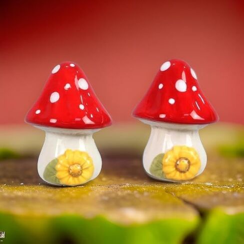 The Bridge Collection Woodland Mushroom Salt and Pepper Shaker Set - 2 Piece Set - Mushroom Kitchen Items - Fun Salt and Pepper Shakers for Home Decor in Saudi Arabia