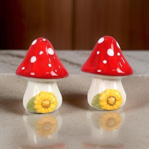 The Bridge Collection Woodland Mushroom Salt and Pepper Shaker Set - 2 Piece Set - Mushroom Kitchen Items - Fun Salt and Pepper Shakers for Home Decor in Saudi Arabia