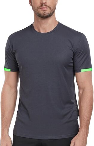 قمصان رجالية سريعة الجفاف للتمرين بعامل حماية من الأشعة فوق البنفسجية 50+ تي شيرت ماص للرطوبة للجري والجيم تي شيرت بأكمام قصيرة مناسب للعضلات in Kuwait