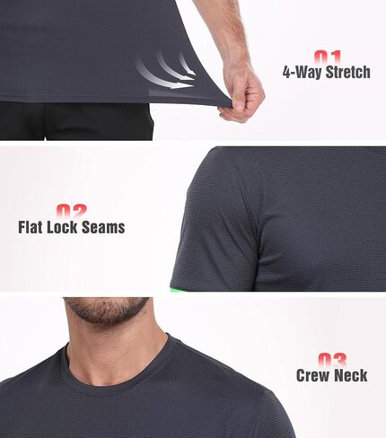 قمصان رجالية سريعة الجفاف للتمرين بعامل حماية من الأشعة فوق البنفسجية 50+ تي شيرت ماص للرطوبة للجري والجيم تي شيرت بأكمام قصيرة مناسب للعضلات in Kuwait