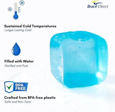 مكعبات ثلج بلاستيكية كبيرة جدًا قابلة لإعادة الاستخدام (6 عبوات) لآلة العلاج البارد، وموزع المشروبات، والمبرد | كتل الفريزر القابلة للتجميد | خالية من مادة BPA وغير سامة من Brace Direct in Kuwait