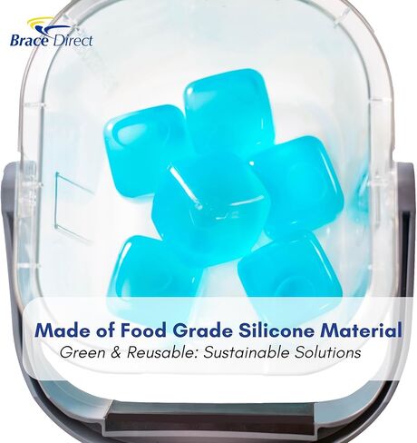 مكعبات ثلج بلاستيكية كبيرة جدًا قابلة لإعادة الاستخدام (6 عبوات) لآلة العلاج البارد، وموزع المشروبات، والمبرد | كتل الفريزر القابلة للتجميد | خالية من مادة BPA وغير سامة من Brace Direct in Kuwait