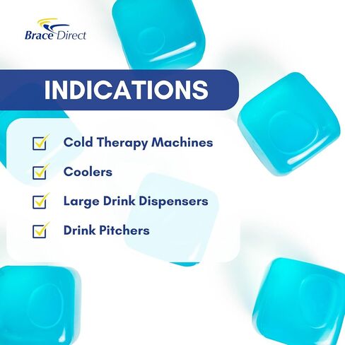 مكعبات ثلج بلاستيكية كبيرة جدًا قابلة لإعادة الاستخدام (6 عبوات) لآلة العلاج البارد، وموزع المشروبات، والمبرد | كتل الفريزر القابلة للتجميد | خالية من مادة BPA وغير سامة من Brace Direct in Kuwait