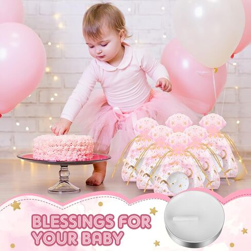 50 Sets Baby Shower Candle Favors 50 Pcs Tea Light Candles for Guests with 50 Pcs Moon Star Organza Bags and 50 Pcs Little Star Thank You Tags Party Favors for Baby Gender Reveal (Pink) in Kuwait