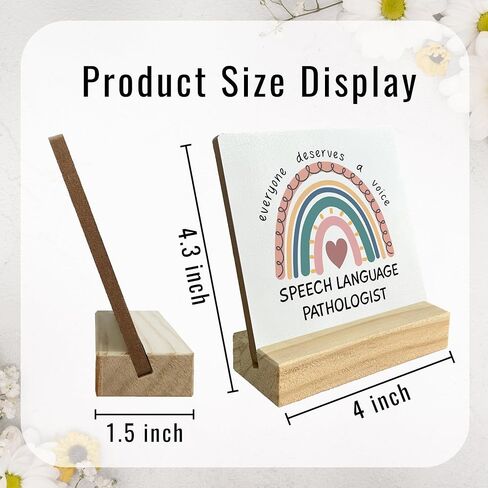 ديكور مكتب هدايا لأخصائي أمراض النطق، هدايا بوهو قوس قزح SLP علامة مكتب خشبية، هدية علاج النطق، الجميع يستحق لوحة خشبية صوتية مع حامل خشبي لديكور المنزل والمكتب in Kuwait