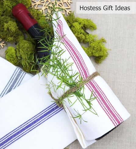 COTTON CRAFT - Scandia Stripe 12 Pack - Pure Cotton - Professional Commercial Restaurant Grade Kitchen Dish Tea Towel Cloth Napkins - Low Lint Sturdy Weave - Reusable - 16x28-30 Ounces - Charcoal in Saudi Arabia