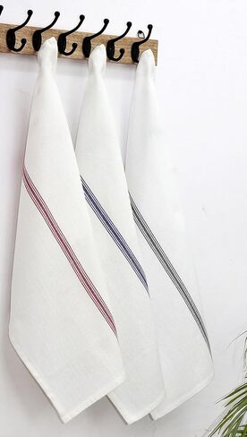 COTTON CRAFT - Scandia Stripe 12 Pack - Pure Cotton - Professional Commercial Restaurant Grade Kitchen Dish Tea Towel Cloth Napkins - Low Lint Sturdy Weave - Reusable - 16x28-30 Ounces - Charcoal in Saudi Arabia
