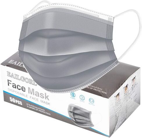 50pcs 3-Ply Disposable Face Mask Breathable Black Masks in Saudi Arabia