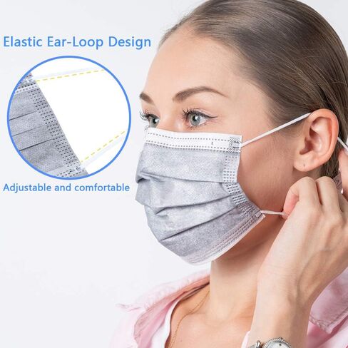 50pcs 3-Ply Disposable Face Mask Breathable Black Masks in Saudi Arabia