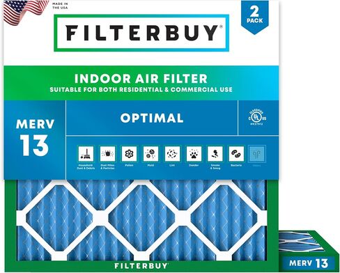 فلتر هواء Filterbuy 30x30x1 MERV 13 Optimal Defense (عبوة من قطعتين)، استبدال مرشحات هواء فرن HVAC AC المطوية (الحجم الفعلي: 29.50 × 29.50 × 0.75 بوصة) in Saudi Arabia