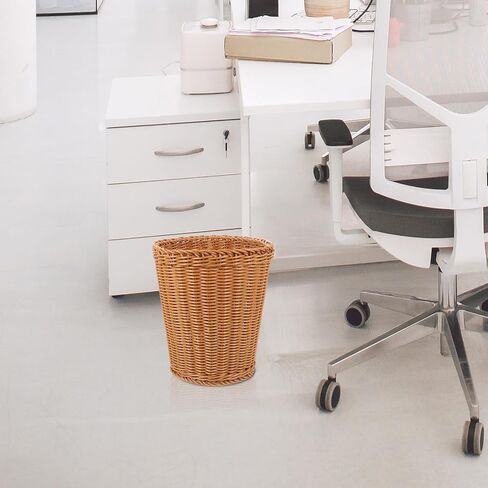 BESTOYARD الروطان سلة المهملات سلال تخزين البلاستيك تشكيلة زهور الديكور سلة النفايات المنسوجة سطح الطاولة سلة منسوجة سلة الأعشاب البحرية متعددة الاستخدام سلة منسوجة مكتب الشاي القهوة مع غطاء in Kuwait