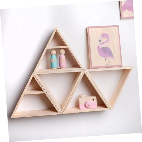 Bookcase Shelf Triangle Wall Shelf Wood Decor Book Shelf Decor Triangle Shelf for Crystals Triangle Floating Shelf Wall Hanging Wall Storage Rack Manual Wooden Wall Mount in Saudi Arabia