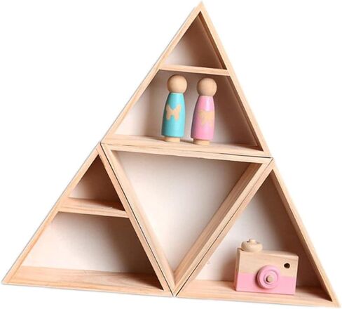 Bookcase Shelf Triangle Wall Shelf Wood Decor Book Shelf Decor Triangle Shelf for Crystals Triangle Floating Shelf Wall Hanging Wall Storage Rack Manual Wooden Wall Mount in Saudi Arabia