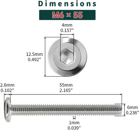 M6-1.0 x 12mm Flat Head Hex Socket Cap Screws 30 Pcs, 18-8 (304) Stainless Steel Flat Head Binding Posts Screws, Bright Finish, Fayeploo (with Hex Wrench) in Kuwait