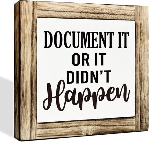 Office Decor Signs, Document It or It Didn't Happen Sign, Box Sign Wood Desk Sign Decor, Funny Office Sign, Meeting Room Decor, Home Office Decor, Office Wooden Box Sign 5.9 * 5.9 inches in Saudi Arabia
