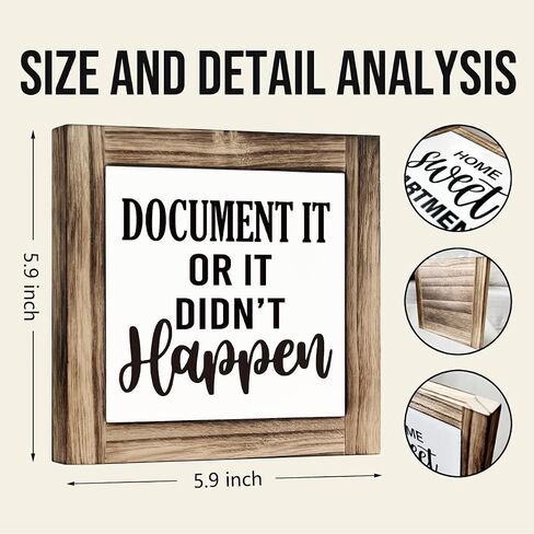 Office Decor Signs, Document It or It Didn't Happen Sign, Box Sign Wood Desk Sign Decor, Funny Office Sign, Meeting Room Decor, Home Office Decor, Office Wooden Box Sign 5.9 * 5.9 inches in Saudi Arabia