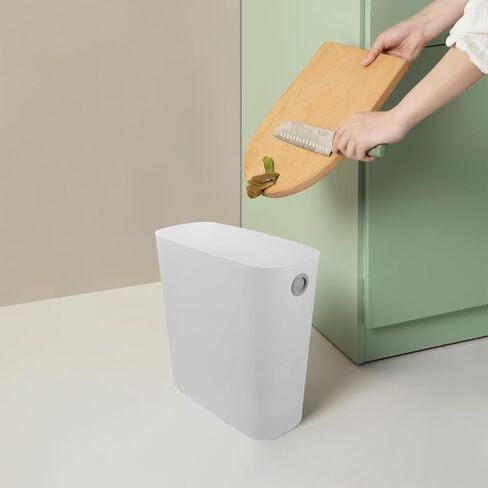 سلة المهملات النحيفة من جارنيك، سلة قمامة للحمام سعة 3 جالون، سلة قمامة للمطبخ، سلة ضيقة طويلة لغرفة النوم، سلة قمامة صغيرة من البلاستيك الأبيض للمكتب in Kuwait