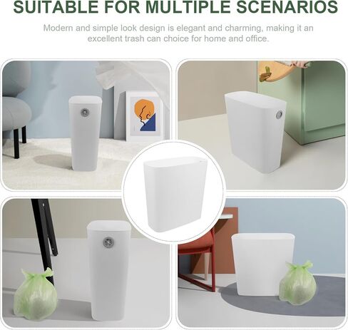 سلة المهملات النحيفة من جارنيك، سلة قمامة للحمام سعة 3 جالون، سلة قمامة للمطبخ، سلة ضيقة طويلة لغرفة النوم، سلة قمامة صغيرة من البلاستيك الأبيض للمكتب in Kuwait