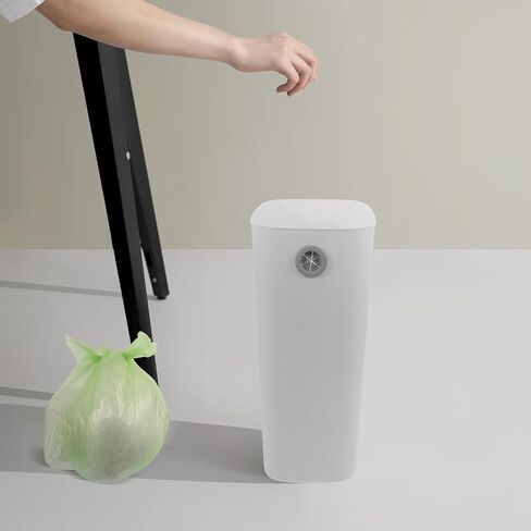 Garneck Slim Trash Can Bathroom 3 Gallon Garbage Can Kitchen Tall Narrow Basket Bedroom Small Waste Litter Basket White Plastic Rubbish Bin for Office in Saudi Arabia