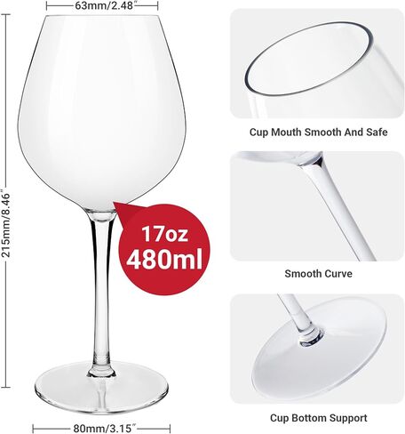 MICHLEY Unbreakable Stemmed Wine Glass 100% Tritan Plastic Dishwasher available Glassware 15 oz, Set of 2 in Saudi Arabia