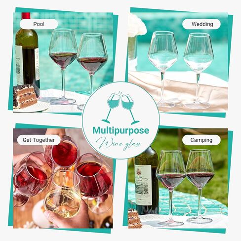 MICHLEY Unbreakable Stemmed Wine Glass 100% Tritan Plastic Dishwasher available Glassware 15 oz, Set of 2 in Kuwait