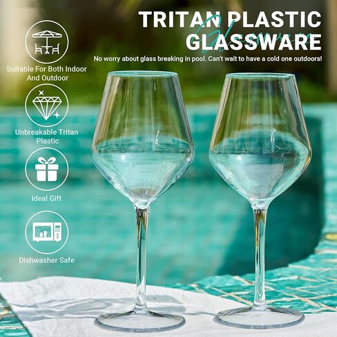 MICHLEY Unbreakable Stemmed Wine Glass 100% Tritan Plastic Dishwasher available Glassware 15 oz, Set of 2 in Kuwait