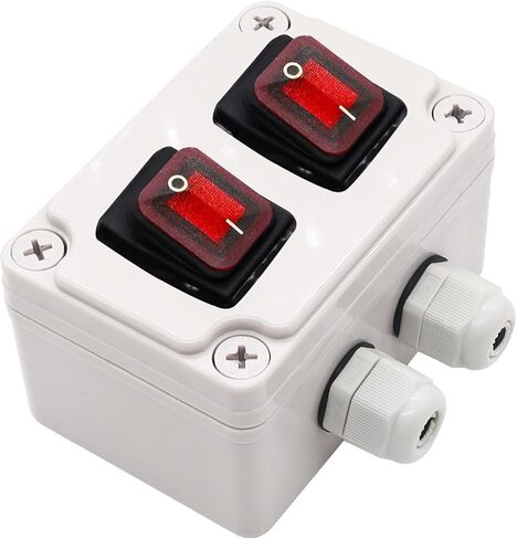 مفتاح سلك داخلي مقاوم للماء IP67 للأماكن الخارجية تشغيل/إيقاف 16A/250V 20A/125V AC DPST 4Pin 2 مفتاح تبديل مع زرين هزاز للضوء الأحمر، خط دخول وخروج من جانب واحد in Kuwait