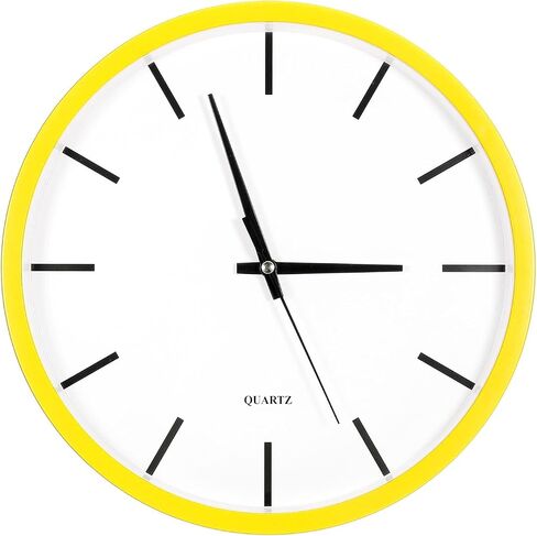 PATIKIL 10 Inch Wall Clock, Quartz Battery Operated Silent Non-Ticking Round Wall Clocks for Office Bedroom Decorative, Yellow in Saudi Arabia