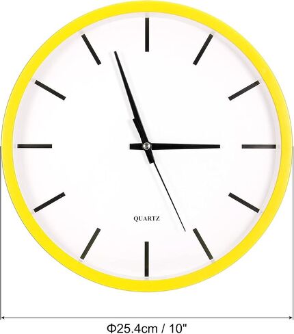 PATIKIL 10 Inch Wall Clock, Quartz Battery Operated Silent Non-Ticking Round Wall Clocks for Office Bedroom Decorative, Yellow in Saudi Arabia