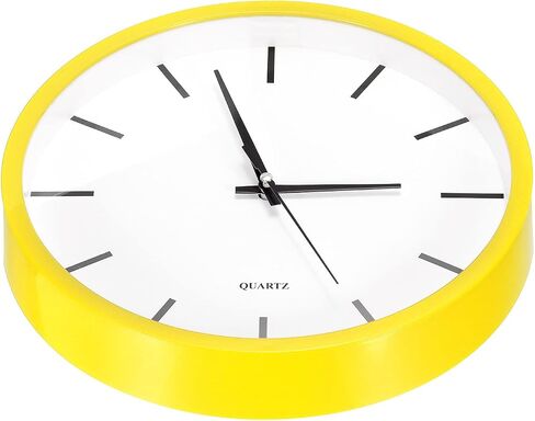 PATIKIL 10 Inch Wall Clock, Quartz Battery Operated Silent Non-Ticking Round Wall Clocks for Office Bedroom Decorative, Yellow in Saudi Arabia