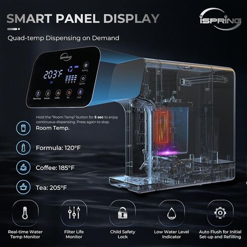نظام التناضح العكسي iSpring RCC7P 75 GPD مع مضخة، أداء معزز على 5 مراحل، طعم رائع تحت الحوض، نظام تنقية مياه الشرب بالتناضح العكسي مع صنبور من النيكل المصقول in Saudi Arabia