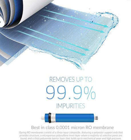 نظام التناضح العكسي iSpring RCC7P 75 GPD مع مضخة، أداء معزز على 5 مراحل، طعم رائع تحت الحوض، نظام تنقية مياه الشرب بالتناضح العكسي مع صنبور من النيكل المصقول in Saudi Arabia