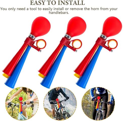 Toddmomy 3 قطع من القرن البوق ريترو المهرج القرن للأطفال دراجة القرن الضغط على المهرج القرن مكبر الصوت الحلزون الهواء القرن المقود الملحقات للمركبات الدراجات عربة الغولف in Kuwait