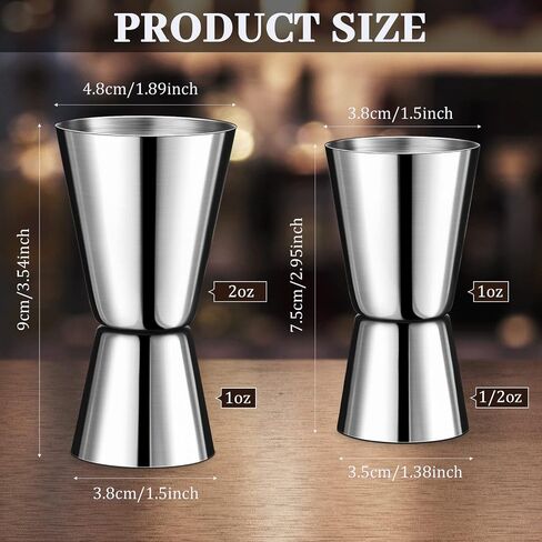 4 Pcs Double Cocktail Jigger 2 Size Stainless Steel Japanese Style Bar Measuring Jigger Cocktail Alcohol Measuring Tools for Bartender Bartending, 1/2 oz and 1 oz, 1 oz and 2 oz, Silver in Saudi Arabia
