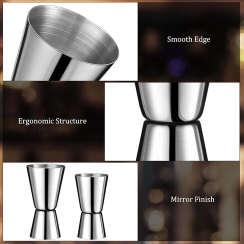 4 Pcs Double Cocktail Jigger 2 Size Stainless Steel Japanese Style Bar Measuring Jigger Cocktail Alcohol Measuring Tools for Bartender Bartending, 1/2 oz and 1 oz, 1 oz and 2 oz, Silver in Saudi Arabia
