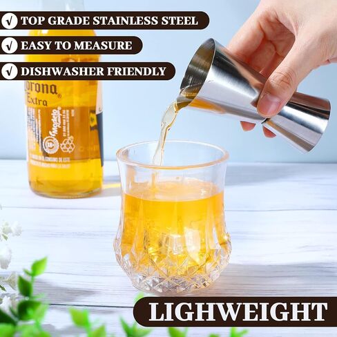 4 Pcs Double Cocktail Jigger 2 Size Stainless Steel Japanese Style Bar Measuring Jigger Cocktail Alcohol Measuring Tools for Bartender Bartending, 1/2 oz and 1 oz, 1 oz and 2 oz, Silver in Saudi Arabia