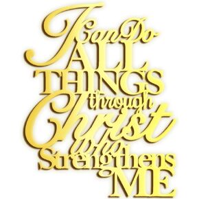 SantaFanta I Can Do All Things Through Christ Metal Wall Art 17"X13" Philippians 4 13 Christ Home Decor I Can Do All Things Through Christ Who Strengthens Me Religious Scripture (Black)