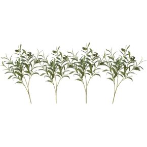 4 Pcs Artificial Olive Branches for Vases 19 Inch Faux Olive Branch Stems Leaves with Fruits for Home Decor Weddings Party Vase Decorative Floral Arrangement