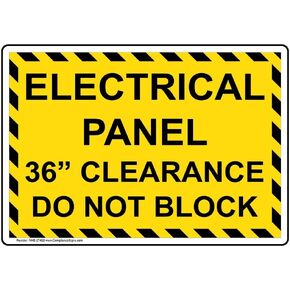 ComplianceSigns.com Electrical Panel 36" Clearance Do Not Block Label Decal, 5x3.5 inch 4-Pack Vinyl for Electrical